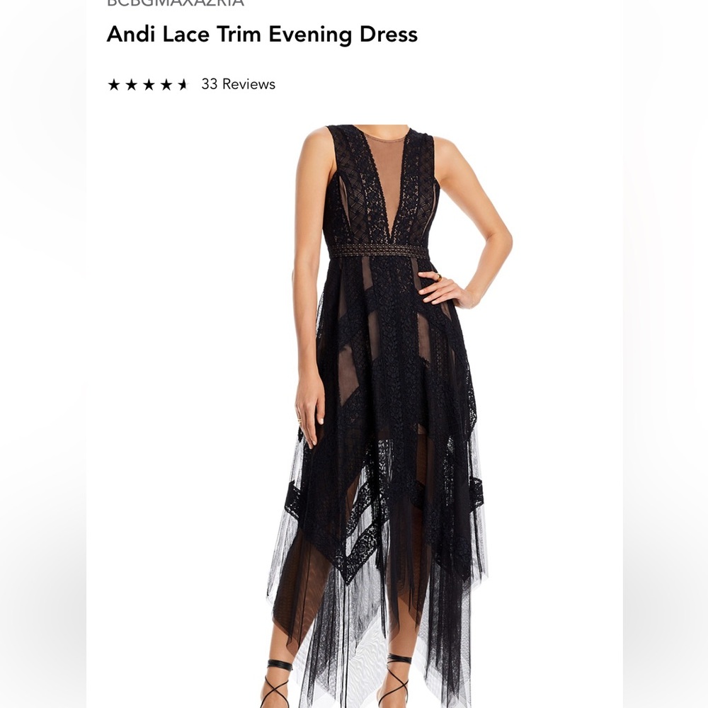 BCBGMaxAzria Black Sheer Lace Midi Dress